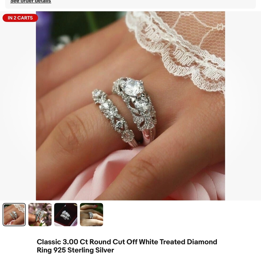 Sterling Silver Diamond Ring Set - image 1